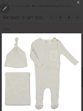 Mema Knits Beige Striped Baby 3- Piece Layette Set